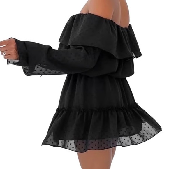 NWT $148 REVOLVE RUMORED senorita mini tiered dress black M - Picture 1 of 12